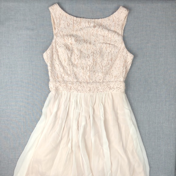 Speechless Blush Glitter Lace A-Line Dress Juniors Size 7 Homecoming Prom - Picture 2 of 6